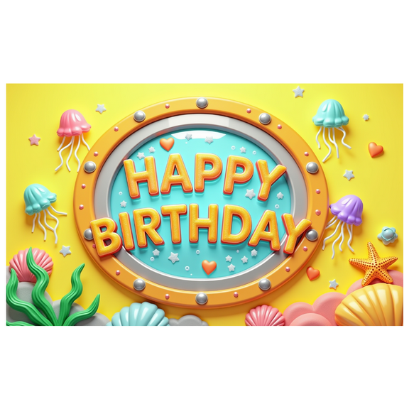 Marine Theme Birthday Party Banner Decorative Design Banner for Birthday Party Kids Event Celebration