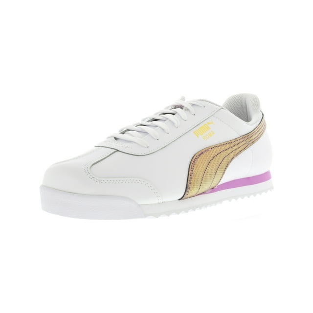 Puma Men's Roma Basic Holo White / Gold Ankle-High Leather Fashion Sneaker - 12M