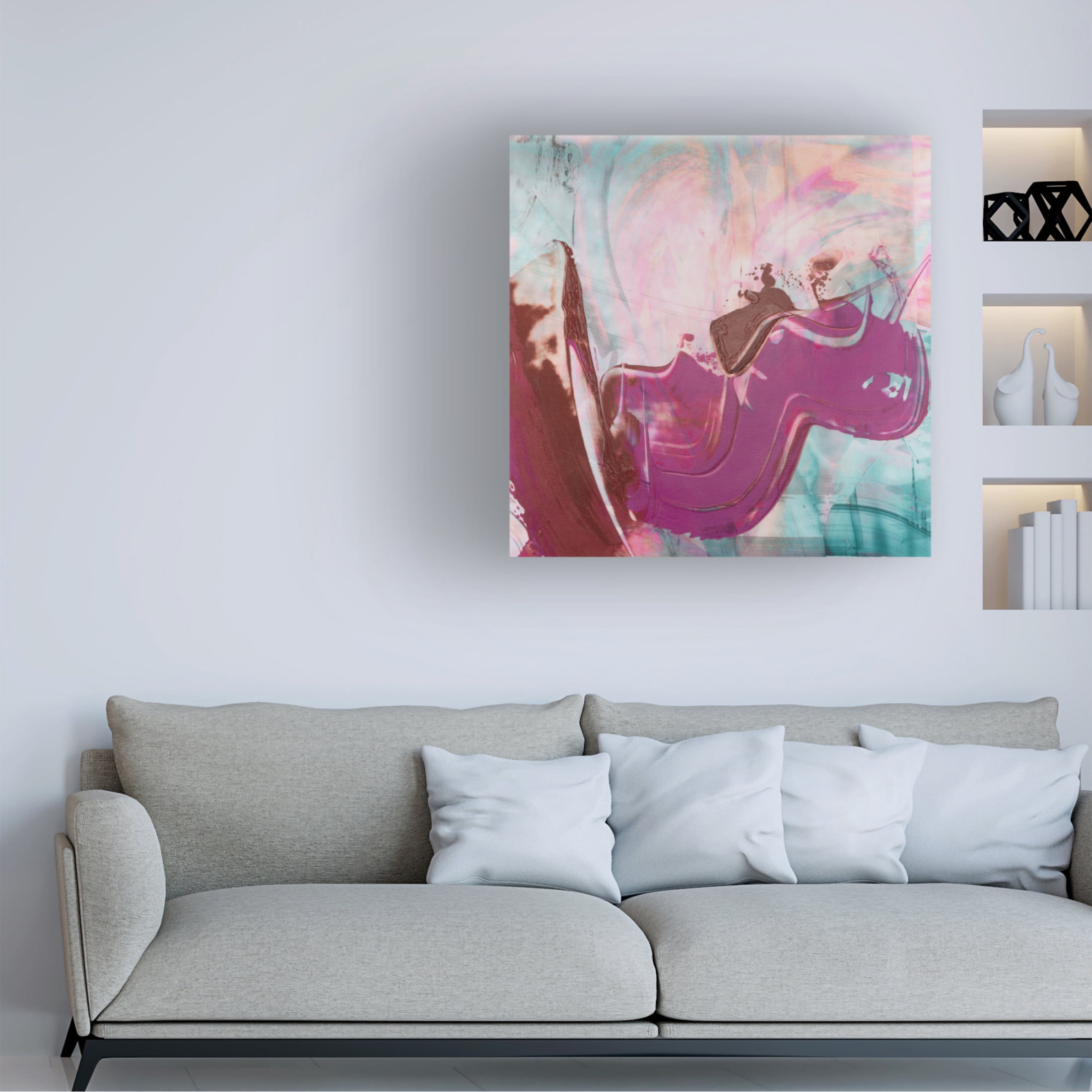 Canvas Wall Art - Ethan Harper 'Magenta and Patina IV' Wall Art for Living Room, Bedroom, or Office Décor by Trademark Fine Art - 14 x 14 Inches
