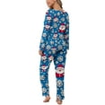 thumbnail image 4 of YOIAVAIOY Ensemble de Pyjama pour Femmes à Imprimé de Noël, Blocs de Couleur, Ensembles de Pyjama Graphiques de Noël, 2 Pcs, T-Shirts à Col Rond et Pantalons à Jambe Grand, Tenue de Nuit Décontractée Assortie, Violet P, 4 of 6
