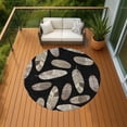 thumbnail image 6 of Addison Rugs Chantille Indoor/Outdoor Transitional Botanical Black Machine Washable Round Rug, 8' x 8', 6 of 7