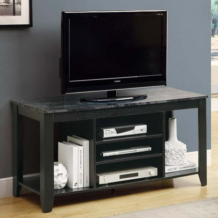 Monarch Specialties BLACK / GREY MARBLE TOP 48"L TV CONSOLE - I 3526