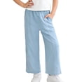 thumbnail image 7 of ZACPNCV Girls Tencel Denim Jeans Wide Leg Flared Pants Loose Fit Lyocell Summer Casual Trousers, 7 of 7