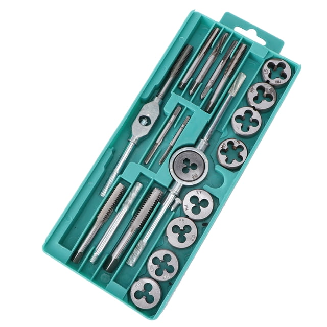 MasteelfCA 20PCS/Set Metric Threading Tool Hand Threading Tool Steel Threading Die Tapping Tool Set(Silver)