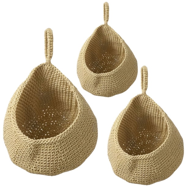 Rbaofujie Panier Suspendu de Rangement d'Angle pour Cuisine Maison Fruits Corde en Coton Tissé à la Main Filet de Légumes et Fruits Panier de Jardin