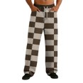 thumbnail image 4 of Men's Casual Plaid Print Stretch Waist Drawstring Straight Leg Pants Light Gray S, 4 of 7