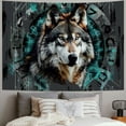thumbnail image 2 of PRATYUS Viking Wolf Tapestry, Wild Animal Tapestry Wall Hanging, Cool Bokeh Runes Ancient Green Psychedelic Wall Decor Tapestries Poster Blanket College Dorm Bedroom Decor Painting, 2 of 6
