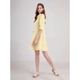 thumbnail image 4 of Womens Striped Button Down Midi Shirt Dress Casual Loose Cuffed Long Sleeve Mid Long Dresses Yellow S, 4 of 9