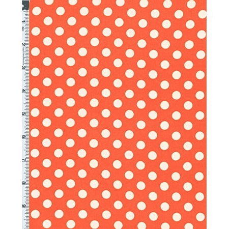 - Orange/White Polka Dot Hi-Multi Chiffon, Fabric Sold By the Yard