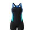 thumbnail image 5 of One Piece Swimsuit Women Color Block Scoop Neck Racerback Boyleg Bathing Suit Swimwear, 5 of 5