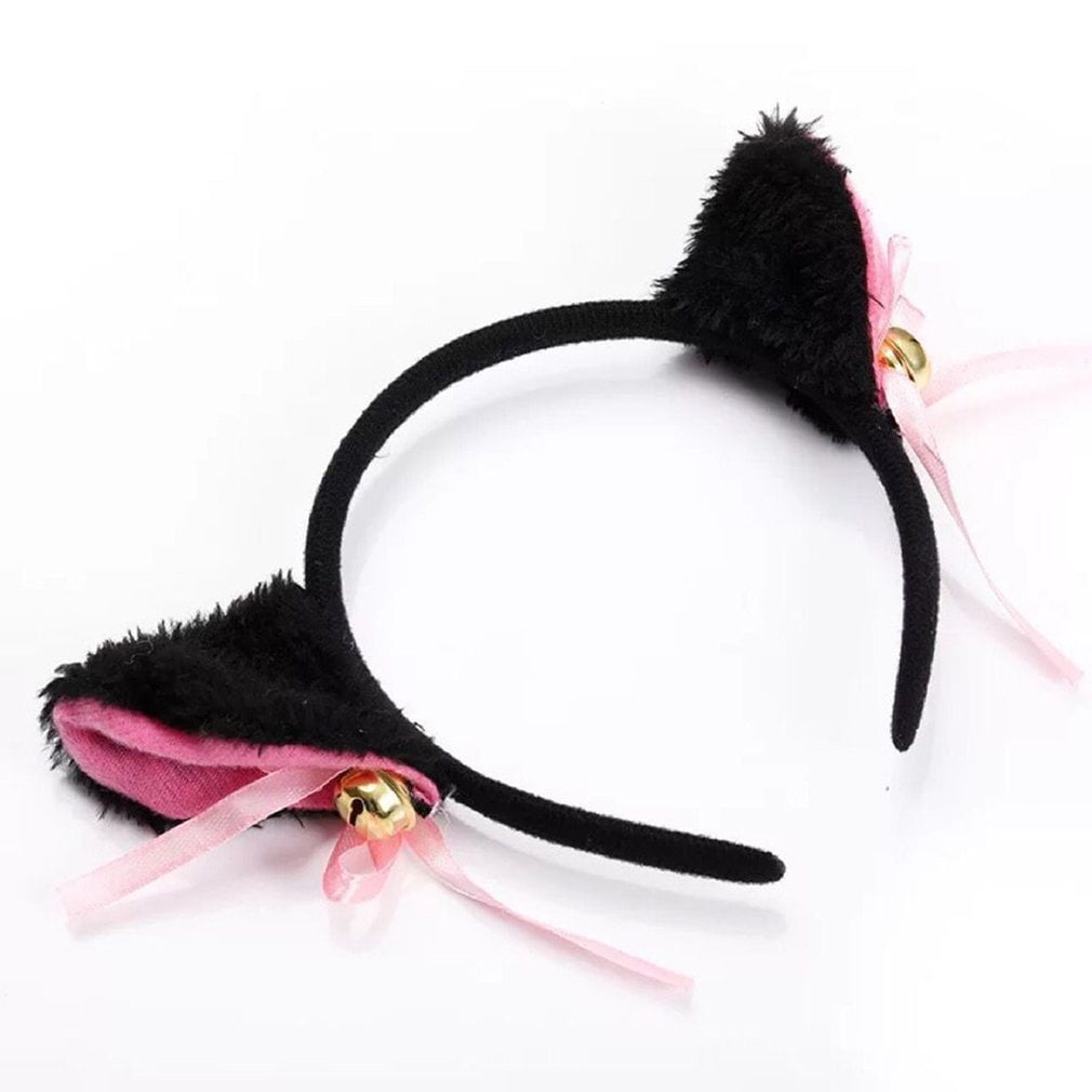 Lamode New Arrival Cartoon Cat Ears Headband With Bell Bow For Anime Cosplay Party Costume Walmart Com