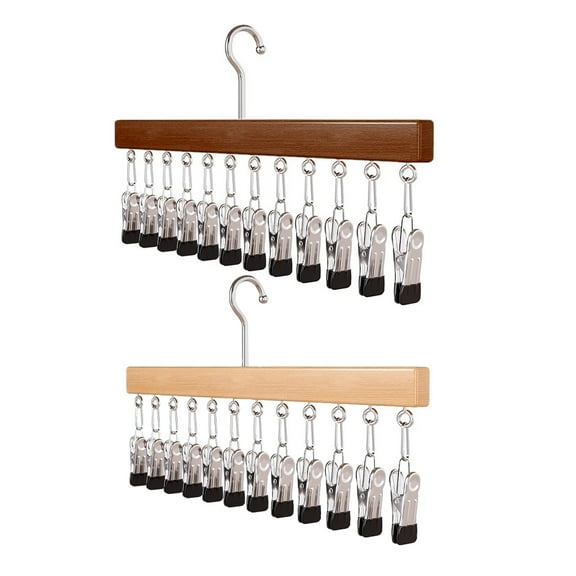 FESTFENDS 2Pcs Hanger with Clips for Clothes Drying in Long Bar Shape