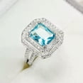 thumbnail image 2 of Aquamarine Blue Princess Cut Band Gift Women's 925 Silver Wedding Ring Size 6-10, 2 of 5