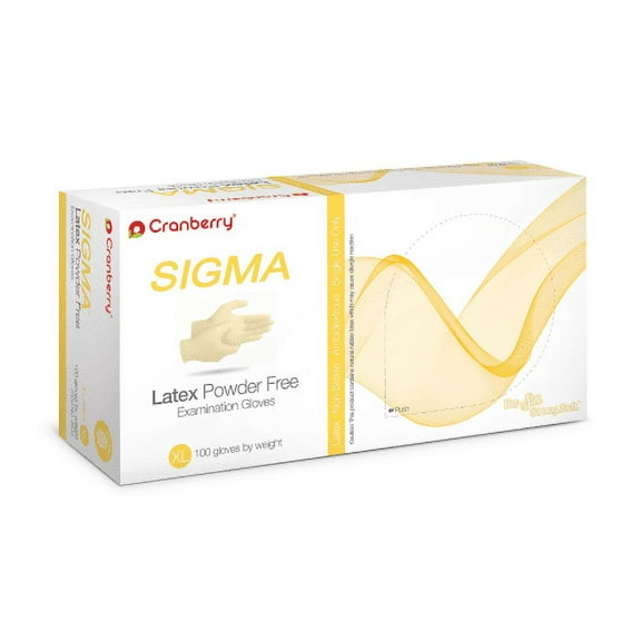 Cranberry 5819 Sigma Latex Examination Gloves Powder Free Extra Large 100/Bx