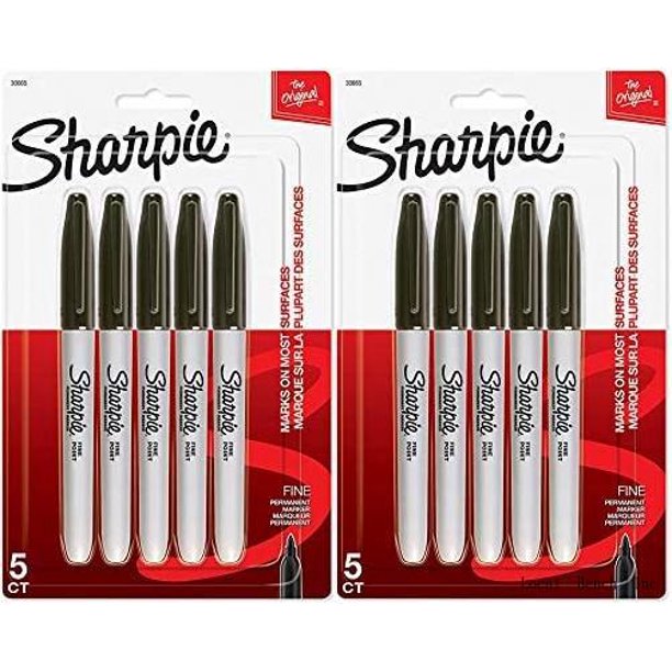 Sharpie Permanent Marker, Fine Point, Black, 2 Pack Of 5