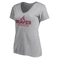 thumbnail image 2 of Women's Gray Atlanta Braves Evanston Stencil V-Neck T-Shirt, 2 of 3