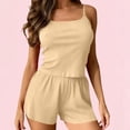 thumbnail image 4 of LIZUOJUN Pajamas For Women Set Camisole Tops 2 Piece Sleepwear Summer Shorts Solid Color Ribbed Knit Soft Stretchy Breathable Lightweight Loungewear Home Pajamas - L, 4 of 5