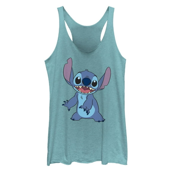 Women's Lilo & Stitch Happy to See Me Racerback Tank Top Tahiti Blue Small