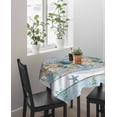 thumbnail image 4 of Blue Beach Coastal Suqare Tablecloth - 60 x 60 Inch, Nautical Shell Starfish Coral Summer Waterproof & StainResistant Tablecloth, Washable Oil-proof Table Cover for Dining/Party/Wedding/Buffet, 4 of 9
