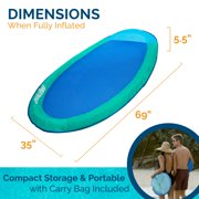 SwimWays Spring Float Inflatable Pool Lounger with Hyper-Flate Valve, Aqua