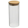 thumbnail image 1 of Unique Bargains 29 oz Glass Jar with Airtight Bamboo Lid Glass Kitchen Container Clear Food Storage Jar (20x8cm), 1 of 6