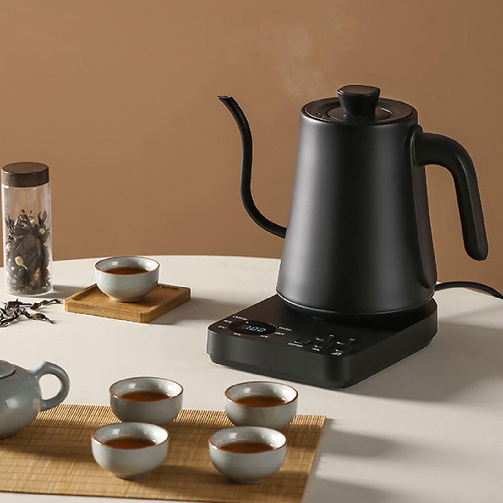 LAZIOEGR 1000 ml Gooseneck Electric Kettle – LCD Touch Control, 45‑100 °C Temperature, Fast 3‑5 min Boil, Auto Shut‑Off, 110 V US Plug