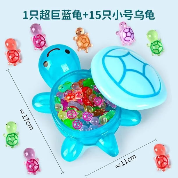 Tortuga de luz nocturna (15 piezas en miniatura + 12 cm de tortuga de resina grande), decoración de verano para jardín, bricolaje, paisajismo, decoración del hogar, baratijas