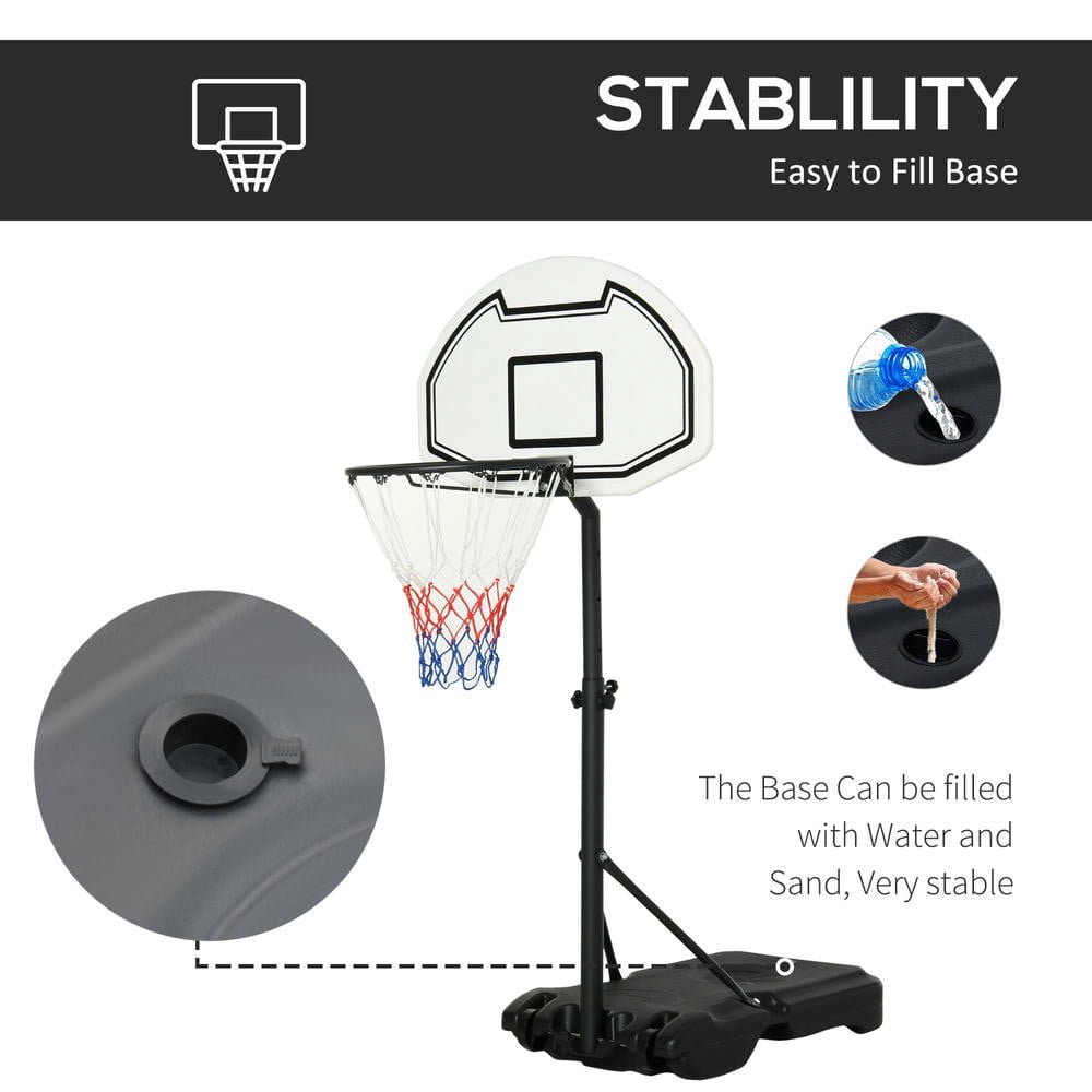 Resenkos Height-Adjustable Basketball Hoop - Portable Stand with 30" Backboard, Indoor/Outdoor Goals Set for Kids/Youth/Adults, Black​