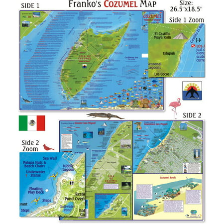 Franko Maps Cozumel Dive Map for Scuba Divers and