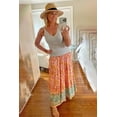 thumbnail image 2 of SOMER Skirts for Women Maxi Skirts Bohemian Flowy High Waist A Line Skirts Summer Pleated Pink L, 2 of 7