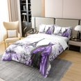 thumbnail image 3 of Erosebridal Robe de Mode Housse de Couette 100 % Coton Pleine Grandeur, Literie Violette Pleine Grandeur, Décor Floral Aquarelle, Réversible (Sans Couette), 3 of 6