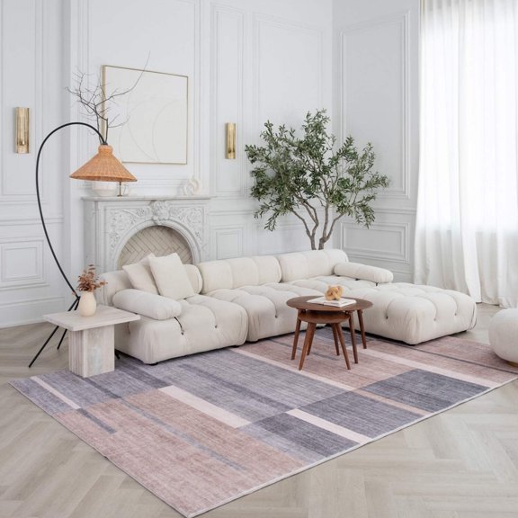 7' X 10' Gray and Brown Abstract Area Rug
