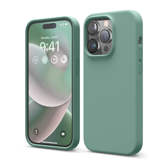 Funda para teléfono Celago compatible con iPhone 14 Pro, silicona, color verde