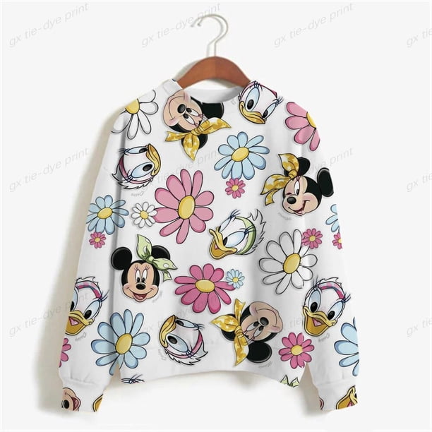 Disney Mickey Mouse Mickey Minnie 3D Cute Kawaii Sweatshirt Sweatshirt Women's Round Neck Long Sleeve Women's Korean Sweater Y2KAdult-S Gao Jinjia LED