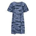 thumbnail image 4 of Abcnature Summer Dresses for Women 2022, Women's Beach Casual Dresses, Fashion Summer Round Neck Casual Short Sleeve Camouflage Printing Dress, Plus Size Holiday Dresses Mini Sundresses Blue L, 4 of 5