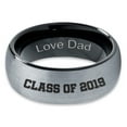 thumbnail image 2 of Tungsten Graduating Class Of 2019 Engraved Love Dad Band Ring 8mm Men Women Comfort Fit Black Dome Brushed Gray Polished, 2 of 4