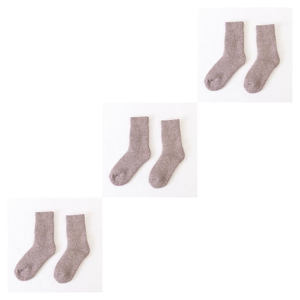 Calcetines de Cachemira Wosthever Cálido Terry Engrosado Sólido Cómodo Tripulación Usable Absorbe el sudor invierno Navidad Regalo