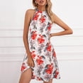 thumbnail image 2 of Vestidos para mujer Vestidos casuales Moda de manga corta Impreso Halter Neck Off Shoulder Ladies Mini Ladies Vest Dress Odeerbi ODB-5, 2 of 7