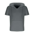thumbnail image 3 of Chiccall Mens Short Sleeve Hoodie Solid Casual Summer Sweatshirts with Pocket Gray, 3 of 5