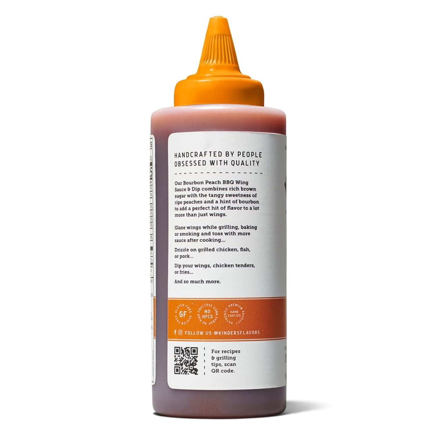 (6 pack) Kinder's Bourbon Peach BBQ Wing Sauce and Dip, 15.5 oz Squeeze Bottle