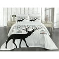 thumbnail image 2 of Ambesonne Antlers Quilted Coverlet 3 Pcs, Deer Colorful Birds, Queen Size, Multicolor, 2 of 4