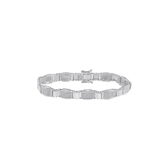 10kt White Gold Mens Round Diamond Link Bracelet 1-1/2 Cttw