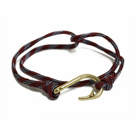 - Unisex Handcrafted Adjustable Sailor Fish Hook Bracelet on Maritime Rope Cord