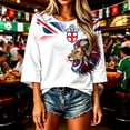 thumbnail image 4 of Levmjia Women's 3/4 Sleeve Graphic Tee England Lion 2026 Football Soccer Top Vintage Style Casual Crew Neck T Shirt Summer, 4 of 7