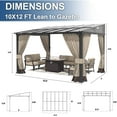thumbnail image 2 of Kullavik 10' × 12' Hardtop Gazebo for Patio,Wall-Mounted Lean to Gazebo Pergola with Sloping Roof and Durable Aluminum Frame, Large Heavy Duty Awnings for Decks,Backyard, Grey, 2 of 9