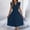 Navy, variant on BRGZLK Midi Dresses for Women Casual Fashion Solid Color Spring Summer Novel Lace V-Neck Peter Pan Collar Waist-Cinching Pleated Sleeveless Midi Dress Wedding Guest Elegant Dress Black L