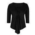 thumbnail image 4 of Turilly Plus Size Womens Tops Fashion Women's Casual Comfortable 3/4 Sleeve Round Neck Fold Blouse Top, 4 of 6