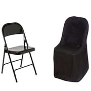 Efavormart Black Linen Polyester Folding Chair Cover Dinning Chair Slipcover For Wedding Party Event Banquet Catering