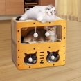 thumbnail image 1 of Cat Corrugated House Cat Cave Cave Malling Interactive Scratcher Cama para gatitos Decoración del hogar de gatos pequeños, medianos y grandes, 1 of 8