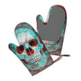 thumbnail image 3 of XMXT 2 Pcs Silicone Oven Mitts, Vintage Cupid Skull Red Print Thickened Non-Slip BBQ Gloves, Multicolor, 3 of 9